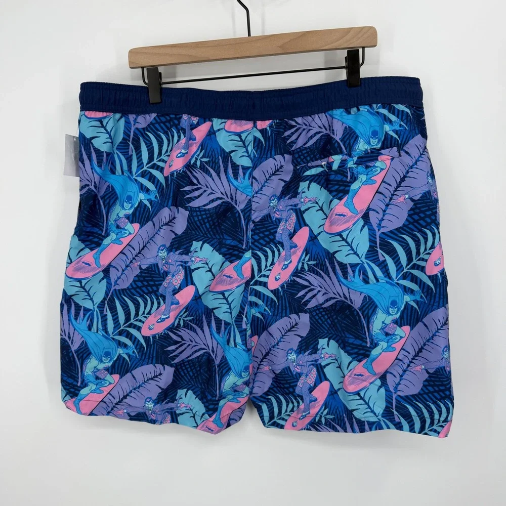 Batman Swim Trunks Mens XL Blue Joker Surfing Tropical Mesh Lined NWT